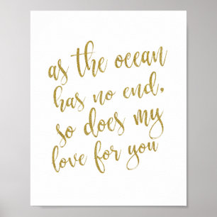 Wie der Ozean kein Ende hat Gold Glitter 8x10 Schi Poster