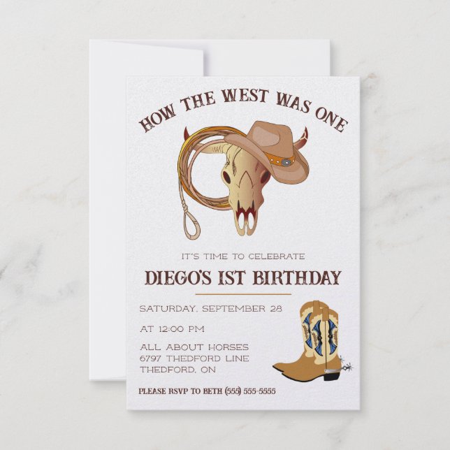 Wie der Westen eins war! Cowboy als erster Geburts Einladung (Vorderseite)