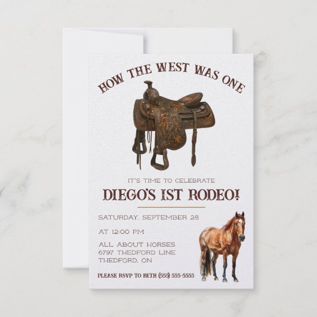 Wie der Westen eins war! Cowboy First Rodeo Birthd Einladung (Vorderseite)