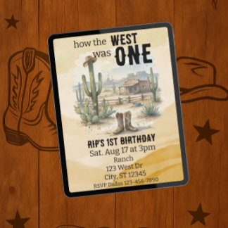 Wie der Westen EINS war, Western 1. Geburtstag Einladung