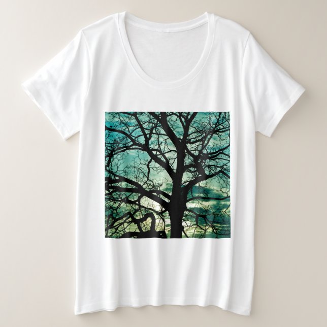 Wie eifersüchtig ist der Mond? Silhouette Große Größe T-Shirt (Design vorne)