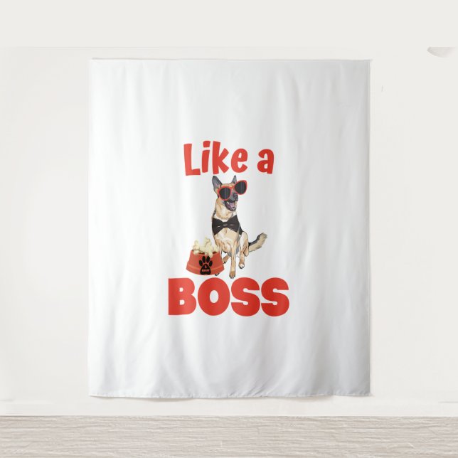 Wie ein Boss German Shepherd Wandteppich (Vorderseite)