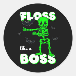 Wie ein Boss Skelett Halloween Boys Girls Ki Runder Aufkleber