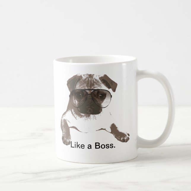 Wie ein Chef-Mops in der Glas-Tasse Kaffeetasse (Rechts)