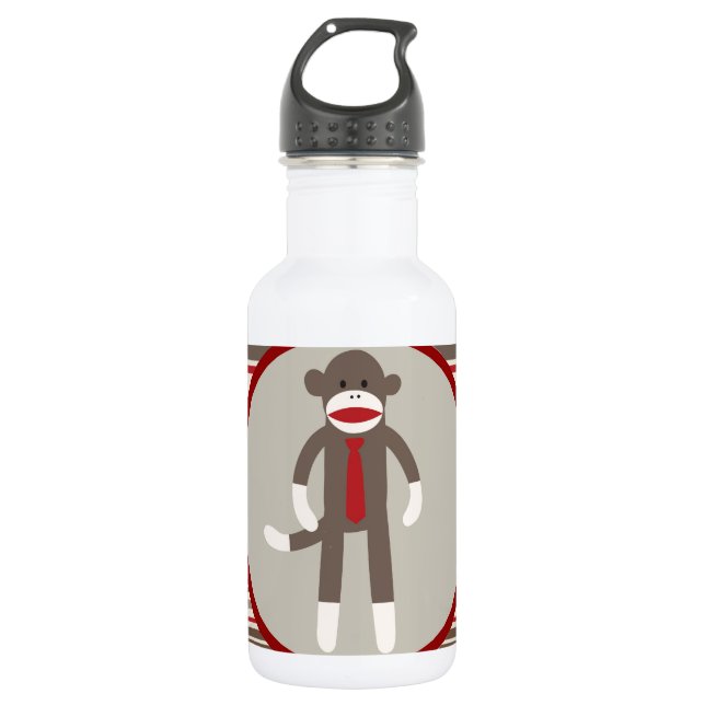 Wie ein Chef-Socken-Affe mit Krawatte auf roten Trinkflasche (Vorderseite)