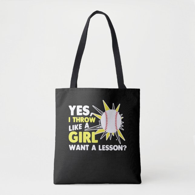 Wie ein Girl Baseball Player Softball Pitcher Tasche (Vorderseite)