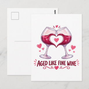 Wie ein guter Wein gealterte Herzbrille Postkarte