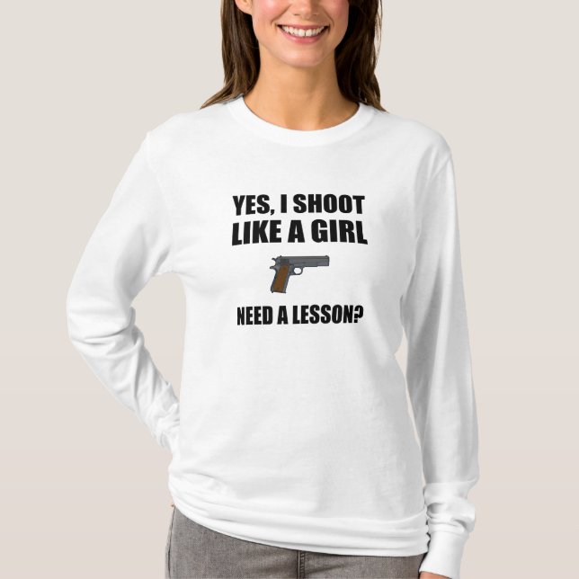 Wie ein Mädchen-Gewehr-Trieb T-Shirt (Vorderseite)