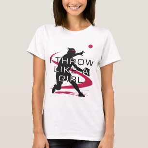 Wie ein Mädchen Verteidigungroter Softball-T - T-Shirt