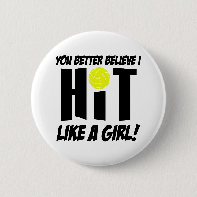 wie ein Mädchen Volleyball Button (Vorderseite)
