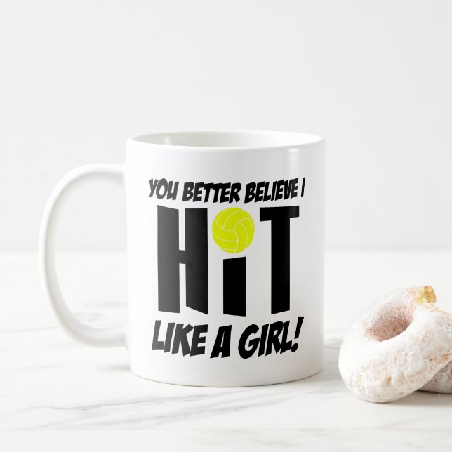 wie ein Mädchen Volleyball Kaffeetasse (Mit Donut)