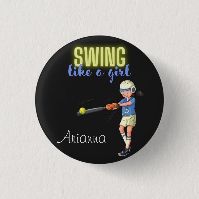 Wie ein MädchenSoftball Button (Vorderseite)