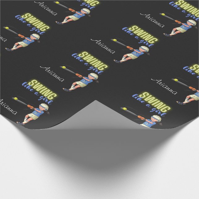 Wie ein MädchenSoftball Geschenkpapier (Ecke)