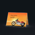 Wie ein Opa, Motorrad bei Sonnenuntergang Geburtst Karte<br><div class="desc">Ein Motorrad ähnlich einem Harley stehend am Meer mit einem herrlichen orangefarbenen Sonnenuntergang. Eine tolle Karte für jeden,  der gerne Fahrrad und Motorräder mag. Sehen Sie die ganze Kartenauswahl für Altersgruppen und Beziehungen in meinem Geschäft. Urheberrecht an allen Werken Norma Cornes</div>