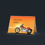 Wie ein Opa, Motorrad bei Sonnenuntergang Geburtst Karte<br><div class="desc">Ein Motorrad ähnlich einem Harley stehend am Meer mit einem herrlichen orangefarbenen Sonnenuntergang. Eine tolle Karte für jeden,  der gerne Fahrrad und Motorräder mag. Sehen Sie die ganze Kartenauswahl für Altersgruppen und Beziehungen in meinem Geschäft. Urheberrecht an allen Werken Norma Cornes</div>