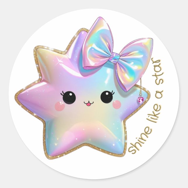 wie ein Stern scheinen Runder Aufkleber (Vorderseite)