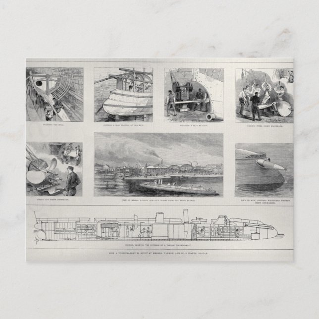 Wie ein Torpedoboot gebaut wird Postkarte (Vorderseite)
