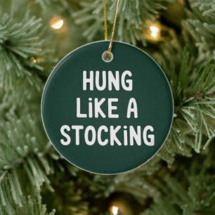 Wie ein Weihnachtsstrumpf aufgehängt Lustig Sarkas Keramik Ornament