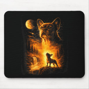 Wie ein Wolf zum Mond heult Französische Bulldogge Mousepad