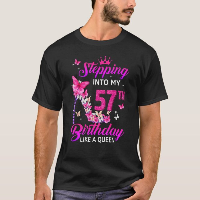 Wie eine Königin glücklich über meinen 57. Geburts T-Shirt (Vorderseite)