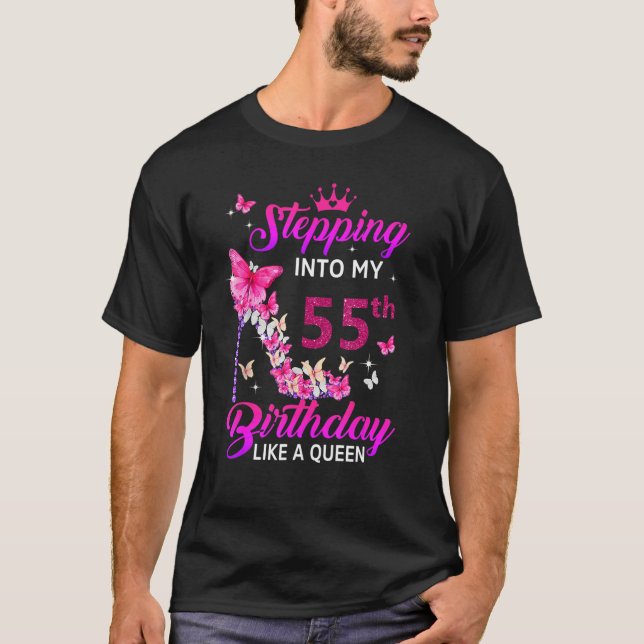 Wie eine Königin glücklich zu meinem 55. Geburtsta T-Shirt (Vorderseite)