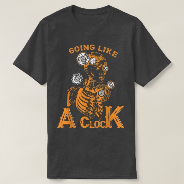 Wie eine Uhr, menschliches Skelett Steampunk  T-Shirt (Design vorne)