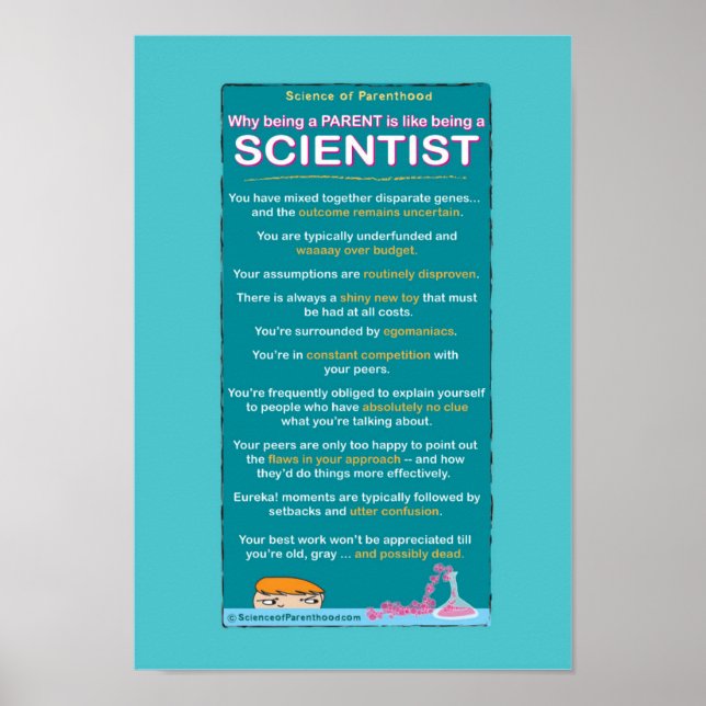 Wie Eltern zu sein ist wie Wissenschaftler-blau Poster (Vorne)