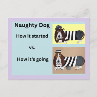 Wie es begann vs Wie es läuft Basset Hound Postkarte
