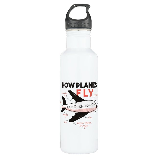 Wie Flugzeug fliegen Edelstahlflasche (Vorderseite)