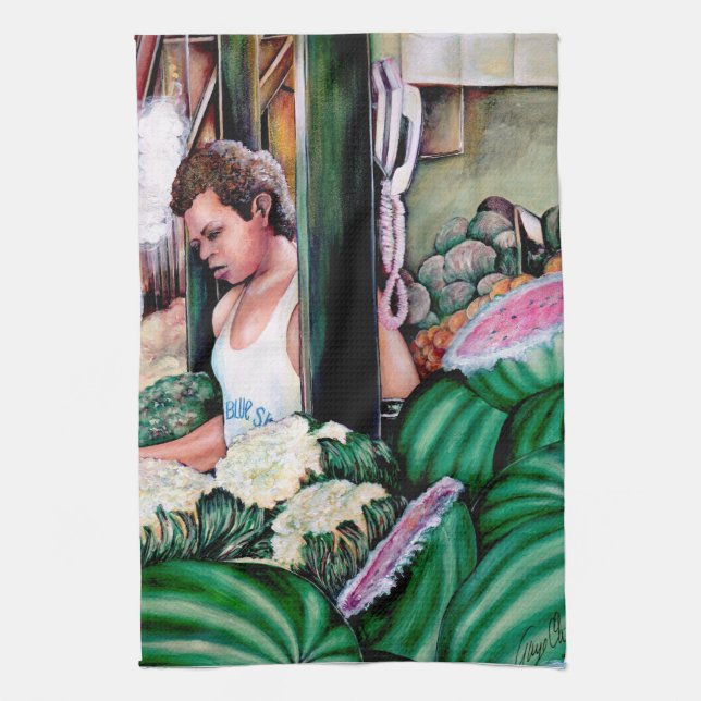 Wie gefällt dir diese Melone? Geschirrtuch (Vertikal)