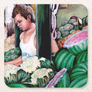 Wie gefällt dir diese Melone? Rechteckiger Pappuntersetzer