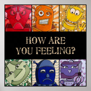 Wie geht es dir zum Gefühl? Emotionales Roboter-P Poster
