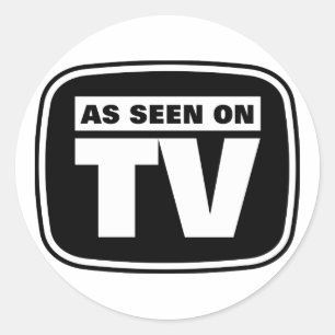 Wie gesehenes im Fernsehen - Schwarzweiss Runder Aufkleber
