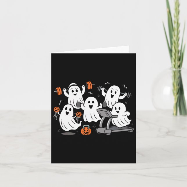 Wie Ghost Gym Halloween Shirt Fitness Weig Karte (Vorderseite)