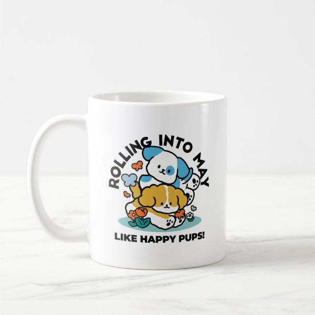 Wie glückliche Jungtiere in den Mai rollen - Niedl Kaffeetasse (Links)