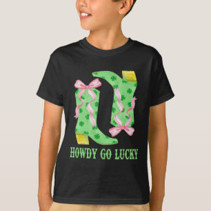 Wie Go Lucky Boots Western St Patricks Day Cowboy T-Shirt