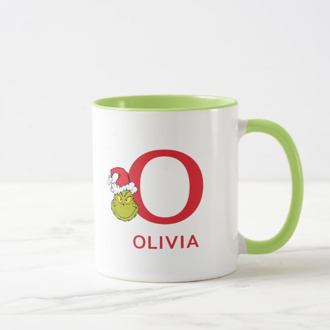 Wie Grinch Stole Weihnachten | Name & Monogramm O Tasse (Rechts)