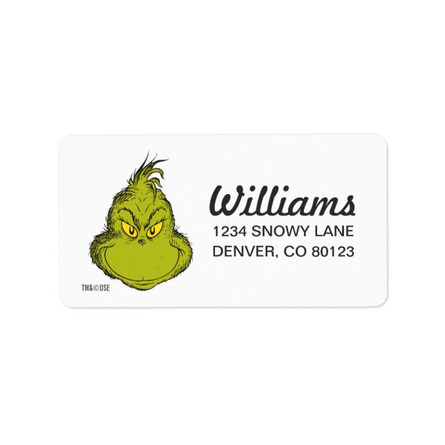 Wie Grinch Stole Weihnachts Classic Grinch Adressaufkleber (Vorne)