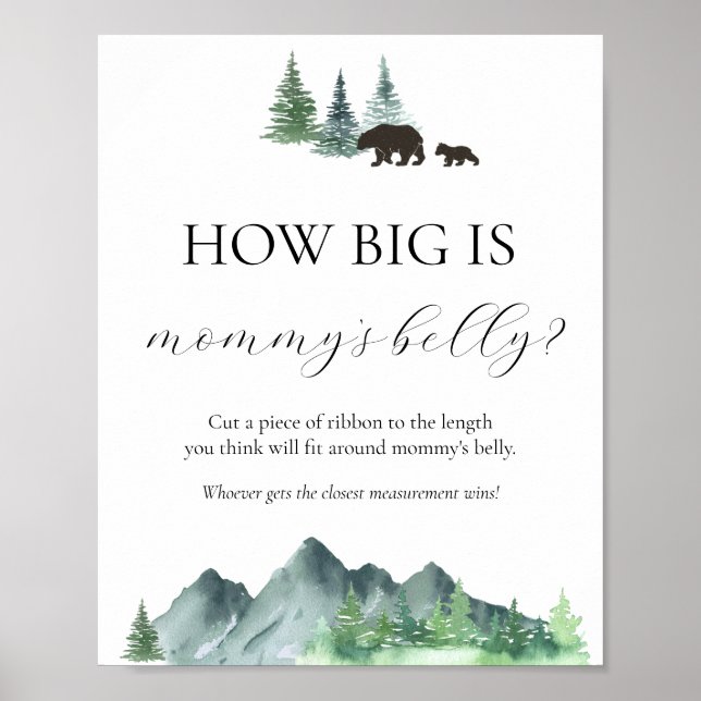 Wie groß ist das Baby Shower Game Sign für Mama? Poster (Vorne)