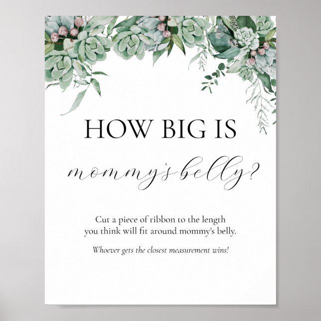 Wie groß ist das Baby Shower Game Sign für Mama? Poster (Vorne)