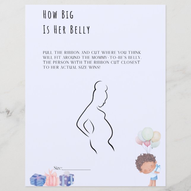 Wie groß ist ihr Babyduschenspiel? (Vorderseite)