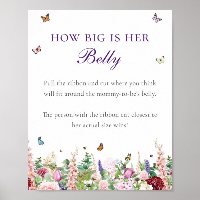 Wie groß ist ihr Bauch? | Florals & Butterfliegen Poster (Vorne)