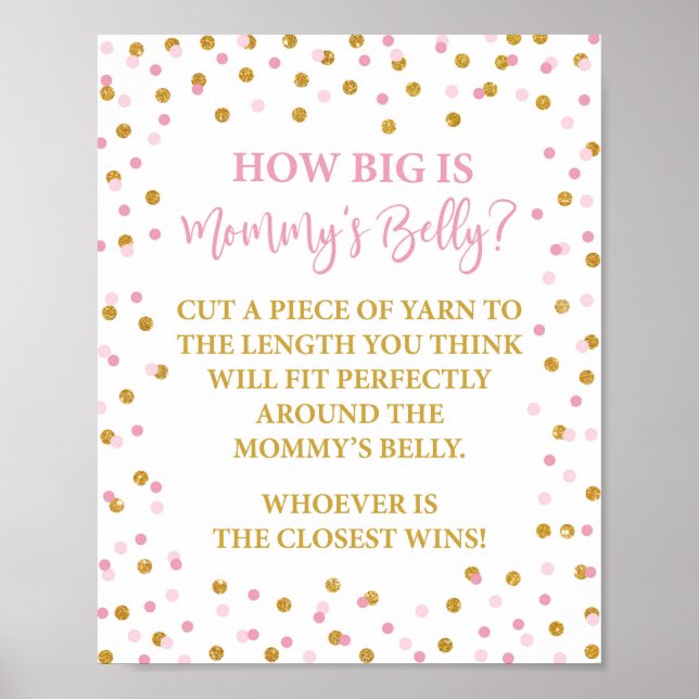 Wie groß ist Mama's Baby Shower Game Pink Poster (Vorne)