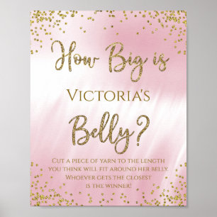 Wie groß ist Mamas Bauch? Baby Shower Spiel Poster