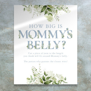Wie groß ist Mamas Bauch Blaue Babyparty Poster