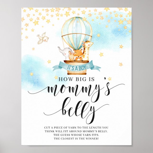 Wie groß ist Mama's Bauch-Game-Schild Heißluftball Poster (Vorne)