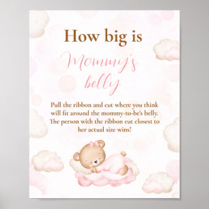 Wie groß ist Mama's Bauch Pink Baby Shower Game Poster
