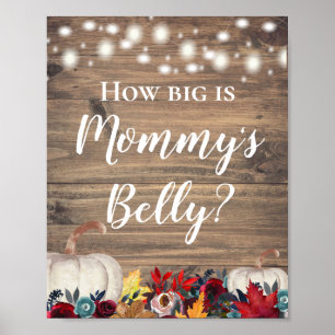 Wie groß ist Mama's Bauch Rustic Pumpkin Shower Poster