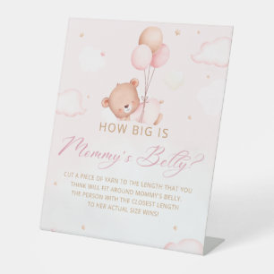 Wie groß ist Mama's Bauch Teddy Bären Babydusche Sockelschild