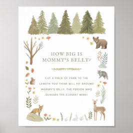 Wie groß ist Mama's Bauch Woodland Baby Shower Gam Poster
